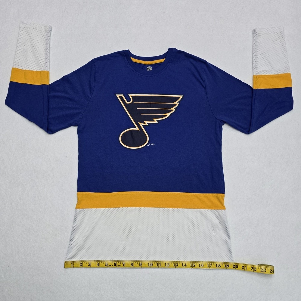 NHL St. Louis Blues Mens Blue Yellow Colorblock Long Sleeve Shirt Medium - Picture 11 of 16